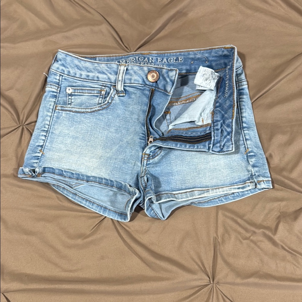 American Eagle Outfitters Blue Jean Shorts with Cuffed Hem